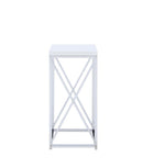 Edmund Accent Table with X-cross Glossy White and Chrome - Furniture Now (CA)