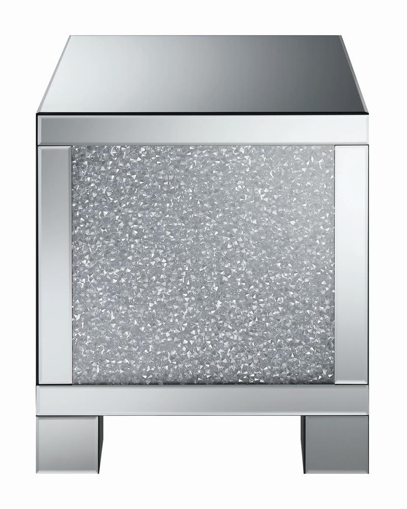 Gillian Square End Table Silver and Clear Mirror - Furniture Now (CA)