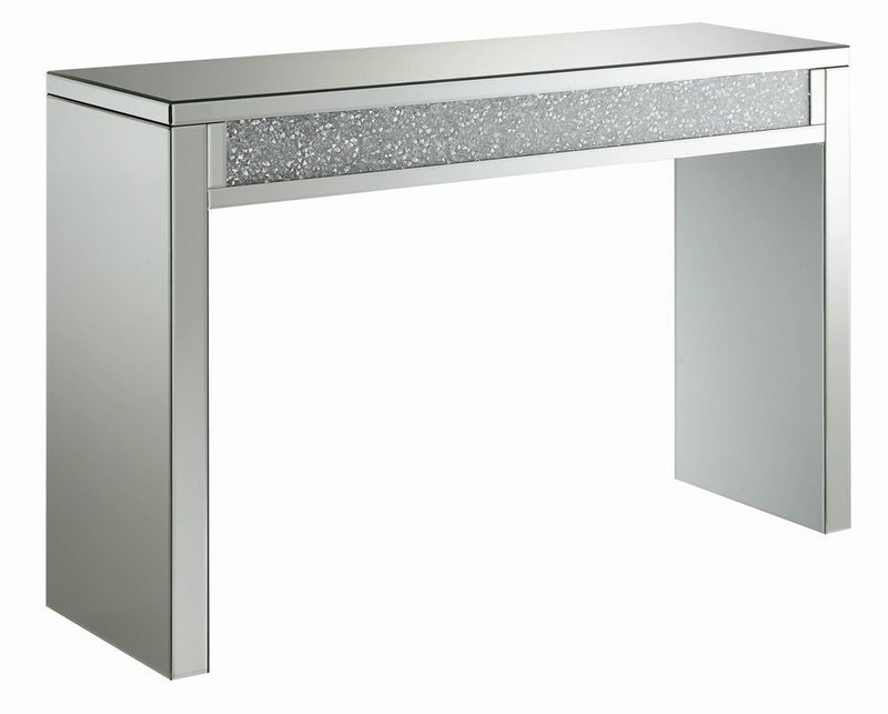 Gillian Rectangular Sofa Table Silver and Clear Mirror - Furniture Now (CA)