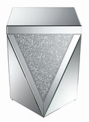 Amore Square End Table with Triangle Detailing Silver and Clear Mirror - Furniture Now (CA)