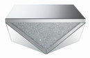 Amore Square Coffee Table with Triangle Detailing Silver and Clear Mirror - Furniture Now (CA)