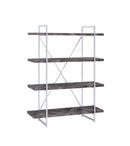 Grimma 4-shelf Bookcase Rustic Grey Herringbone - Furniture Now (CA)