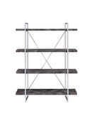 Grimma 4-shelf Bookcase Rustic Grey Herringbone - Furniture Now (CA)