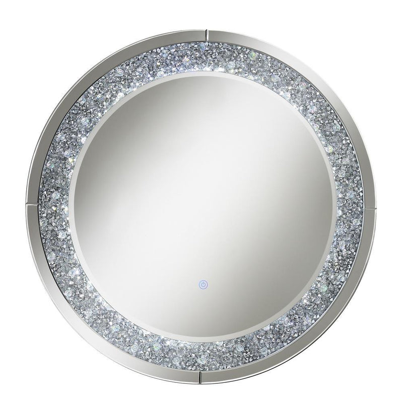 Lixue Round Wall Mirror with LED Lighting Silver - Furniture Now (CA)