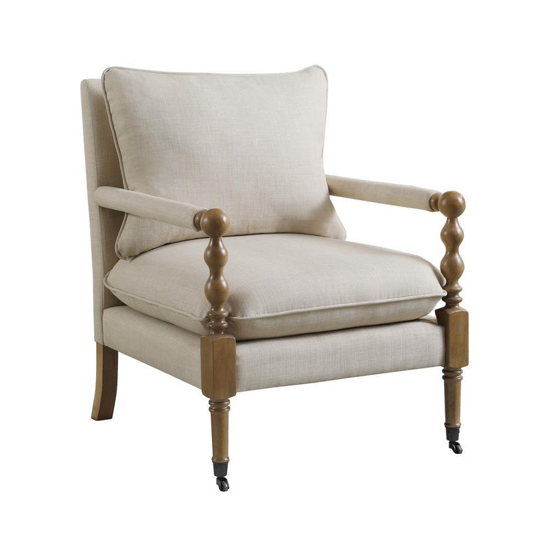 Dempsy Upholstered Accent Chair with Casters Beige - Furniture Now (CA)