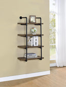 Elmcrest 24-inch Wall Shelf Black and Rustic Oak - Furniture Now (CA)