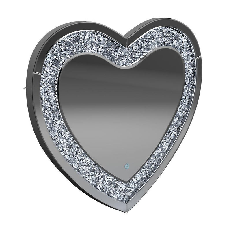 Aiko Heart Shape Wall Mirror Silver - Furniture Now (CA)