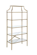 Serena 5-tier Tempered Glass Shelves Bookcase Matte Gold - Furniture Now (CA)