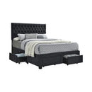 Soledad Eastern King, Full, & Queen 4-drawer Button Tufted Storage Bed Black & White - Furniture Now (CA)
