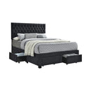 Soledad Eastern King, Full, & Queen 4-drawer Button Tufted Storage Bed Black & White - Furniture Now (CA)