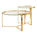 Delia 2-piece Round Nesting Table Clear and Gold - Furniture Now (CA)
