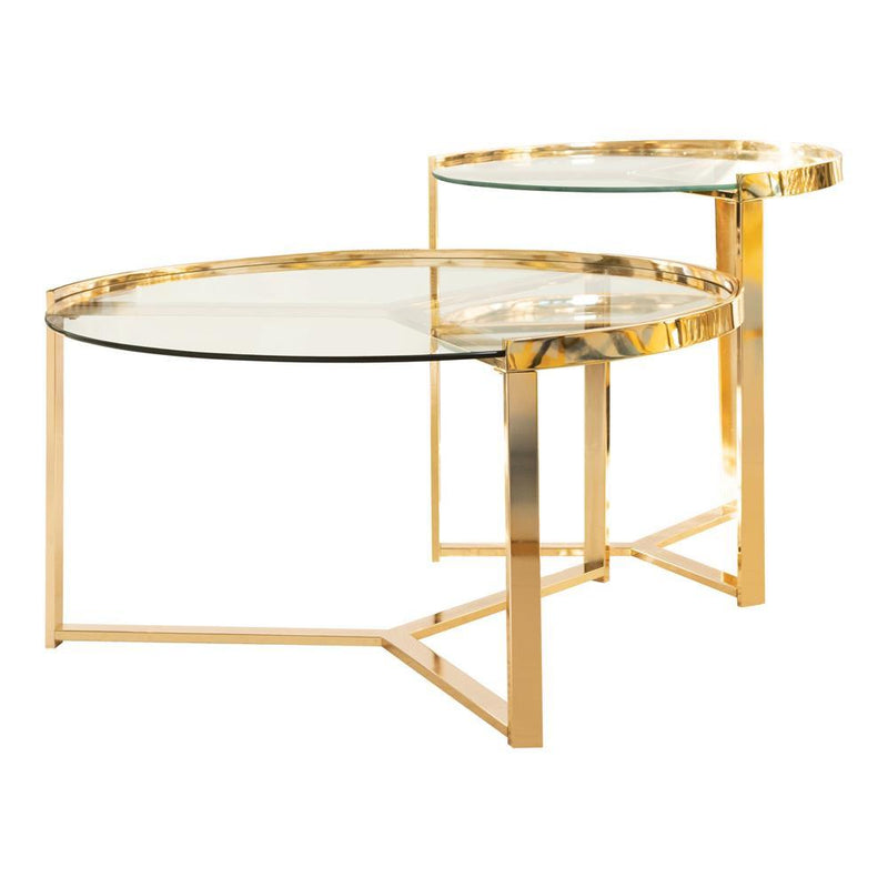 Delia 2-piece Round Nesting Table Clear and Gold - Furniture Now (CA)