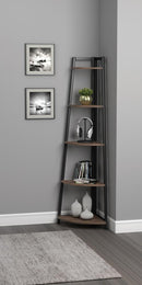Jacksonville 5-tier Corner Bookcase Aged Walnut - Furniture Now (CA)