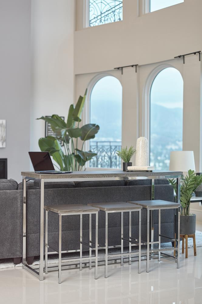 Cassidy 4-piece Rectangular Counter Height Set Dark Oak and Chrome - Furniture Now (CA)