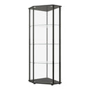 Zenobia Glass Shelf Curio Cabinet Clear and Black - Furniture Now (CA)
