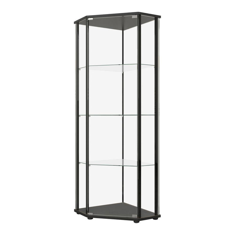 Zenobia Glass Shelf Curio Cabinet Clear and Black - Furniture Now (CA)