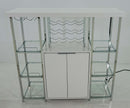 Gallimore 2-door Bar Cabinet with Glass Shelf High Glossy White and Chrome - Furniture Now (CA)