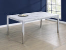 Athena Rectangle Dining Table with Marble Top Chrome - Furniture Now (CA)