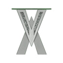 Taffeta V-shaped End Table with Glass Top Silver - Furniture Now (CA)