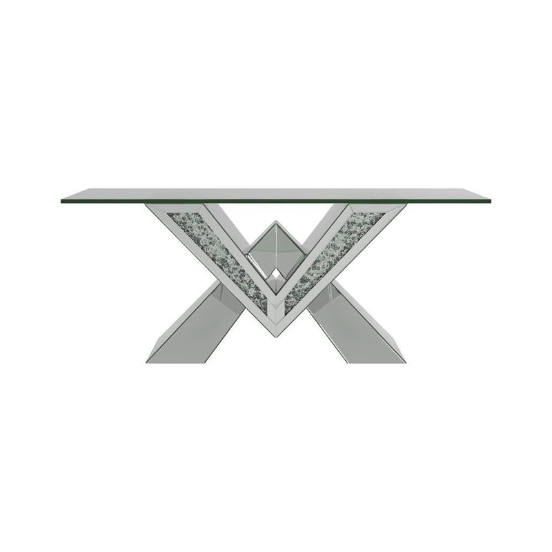 Taffeta V-shaped Coffee Table with Glass Top Silver - Furniture Now (CA)