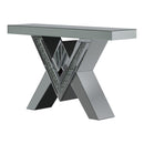 Taffeta V-shaped Sofa Table with Glass Top Silver - Furniture Now (CA)