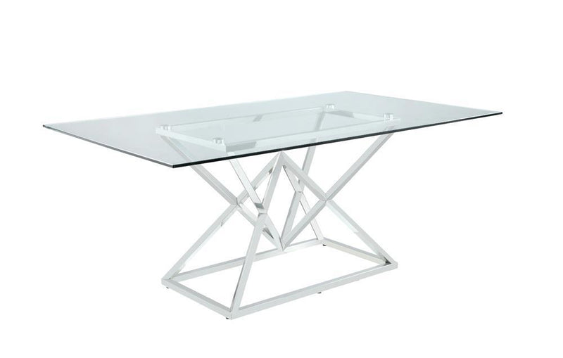 Beaufort Rectangle Glass Top Dining Table Chrome - Furniture Now (CA)