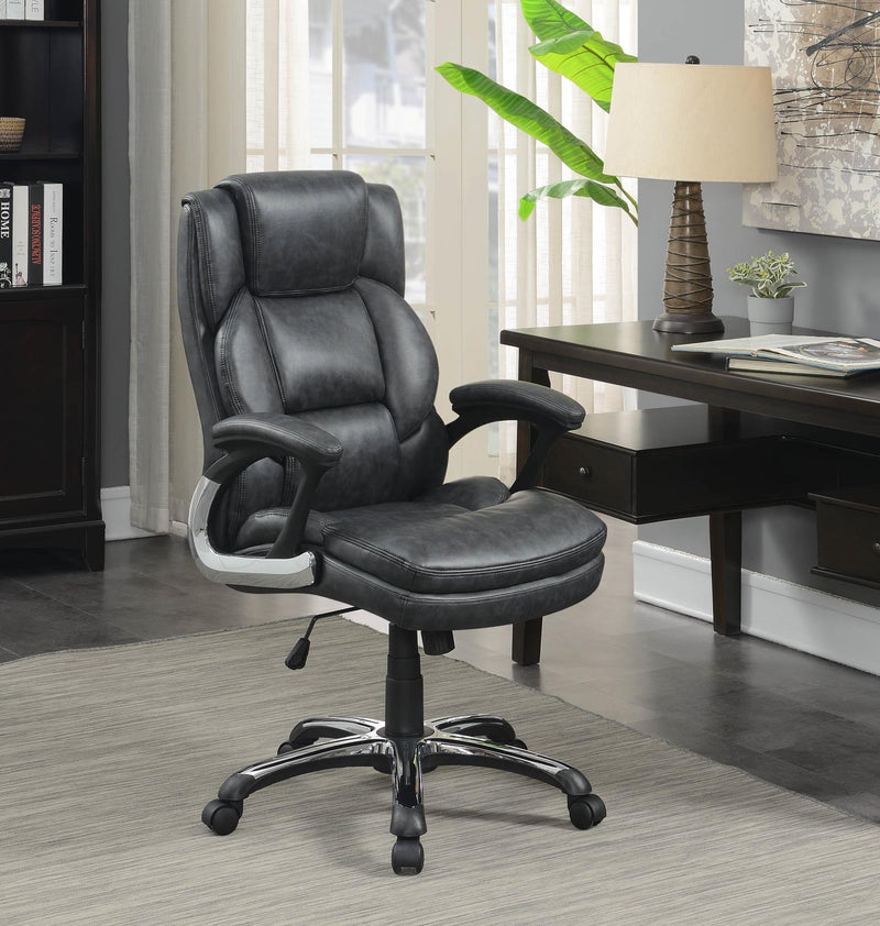 Nerris Adjustable Height Office Chair with Padded Arm Grey and Black - Furniture Now (CA)