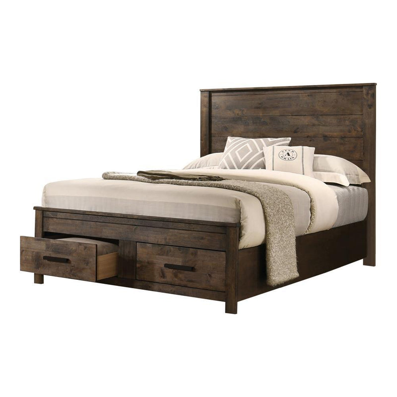 Woodmont Eastern King & Queen Storage Bed Rustic Golden Brown - Furniture Now (CA)