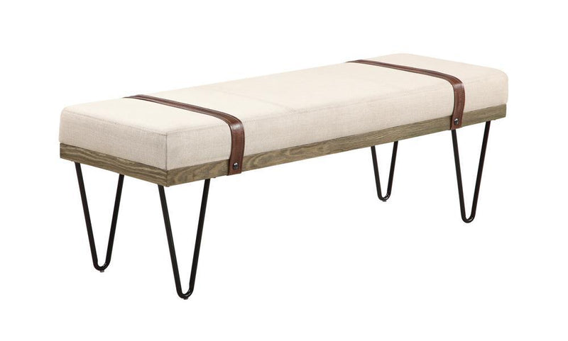 Austin Upholstered Bench Beige and Black - Furniture Now (CA)