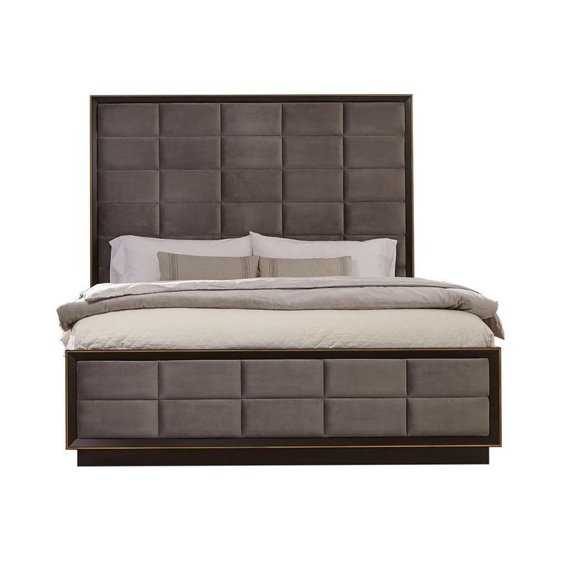Durango California King, Eastren King, & Queen Upholstered Bed Smoked Peppercorn and Grey - Furniture Now (CA)
