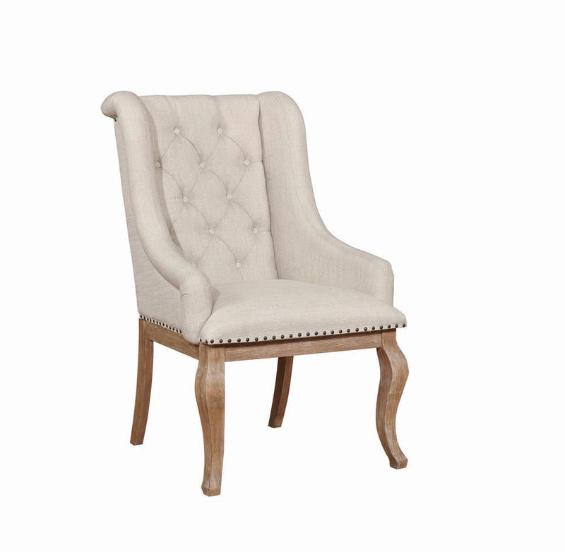Brockway Tufted Arm Chairs Cream and Barley Brown (Set of 2) - Furniture Now (CA)