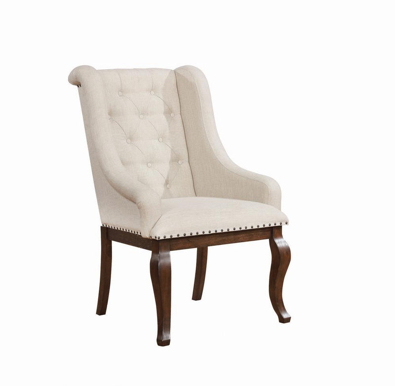 Brockway Tufted Arm Chairs Cream and Antique Java (Set of 2) - Furniture Now (CA)