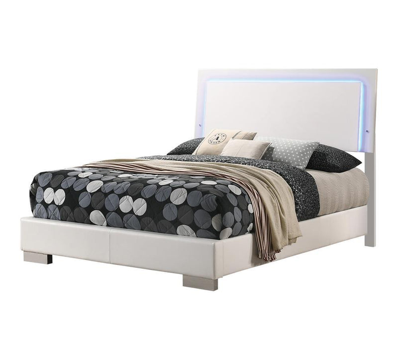 Felicity Full & Twin Panel Bed with LED Lighting Glossy White - Furniture Now (CA)