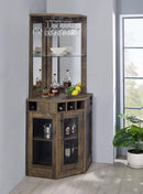 Alviso Corner Bar Cabinet with Stemware Rack Rustic Oak - Furniture Now (CA)