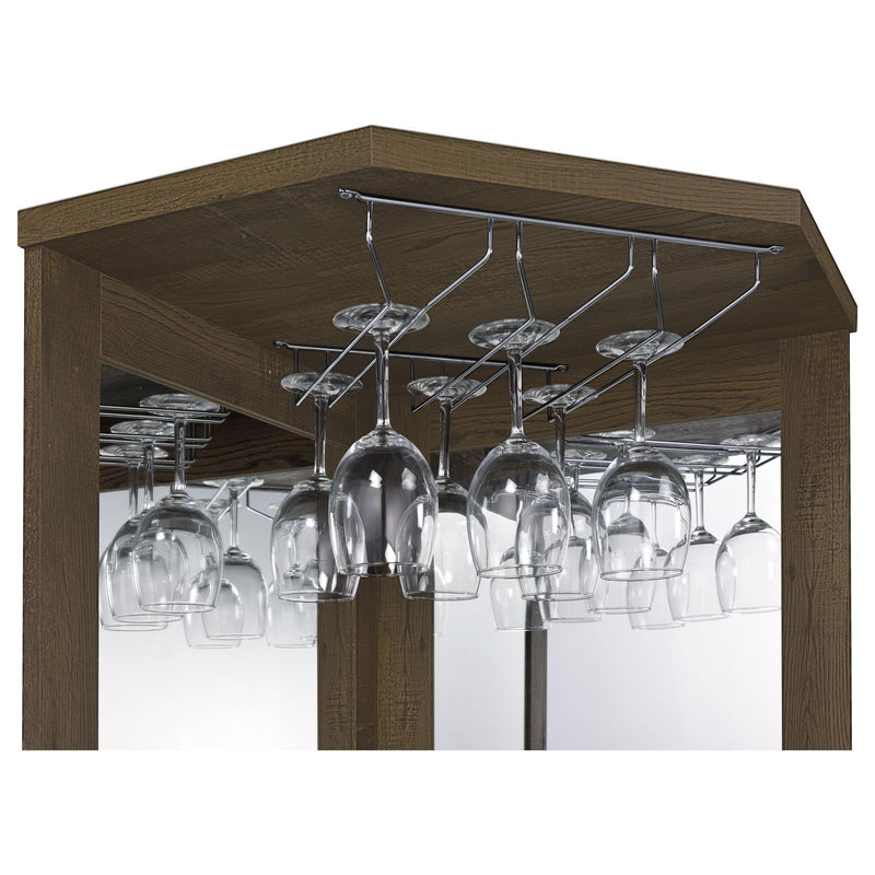 Alviso Corner Bar Cabinet with Stemware Rack Rustic Oak - Furniture Now (CA)