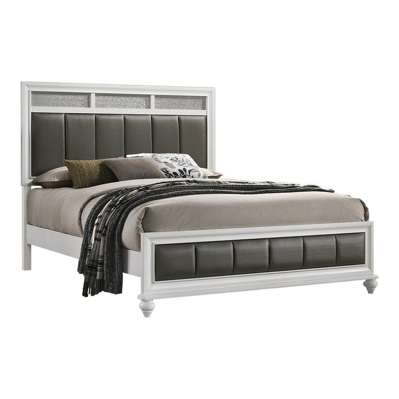 Barzini California King, E.King, & Queen Upholstered Panel Bed White - Furniture Now (CA)