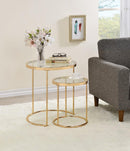 Maylin 2-piece Round Glass Top Nesting Tables Gold - Furniture Now (CA)