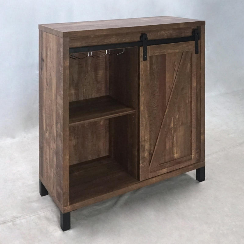 Arlington Bar Cabinet with Sliding Door Rustic Oak - Furniture Now (CA)