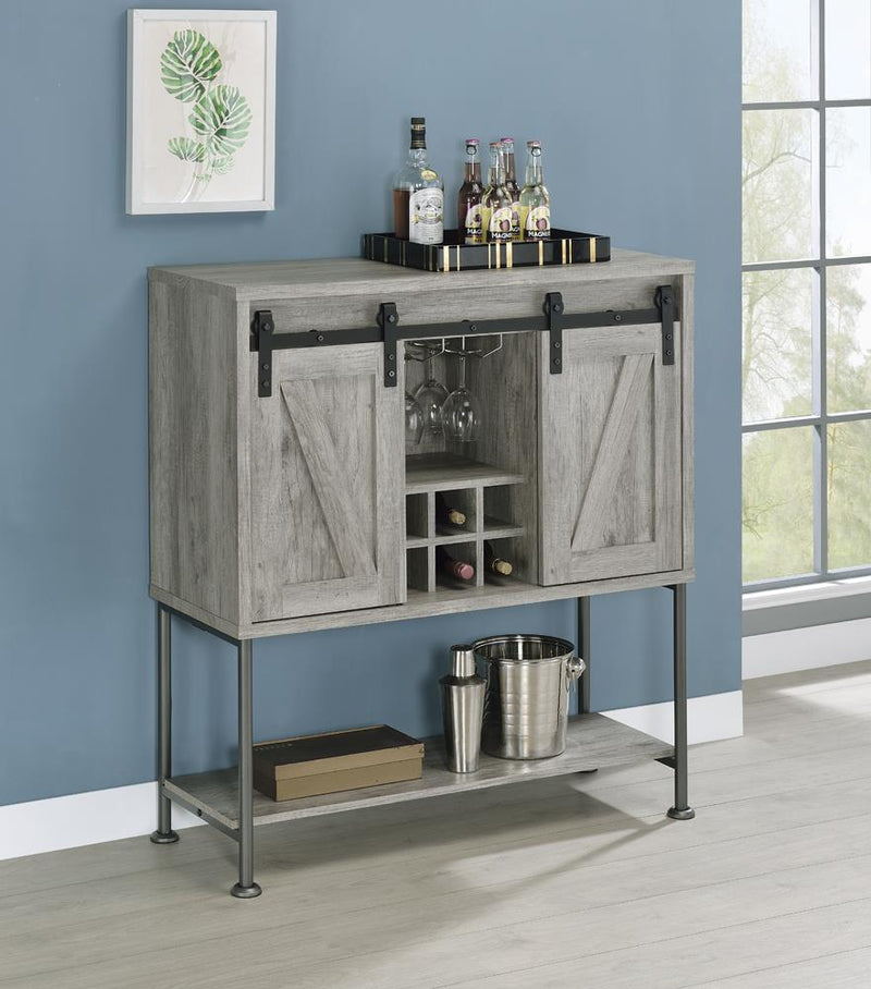 Claremont Sliding Door Bar Cabinet with Lower Shelf Grey Driftwood - Furniture Now (CA)