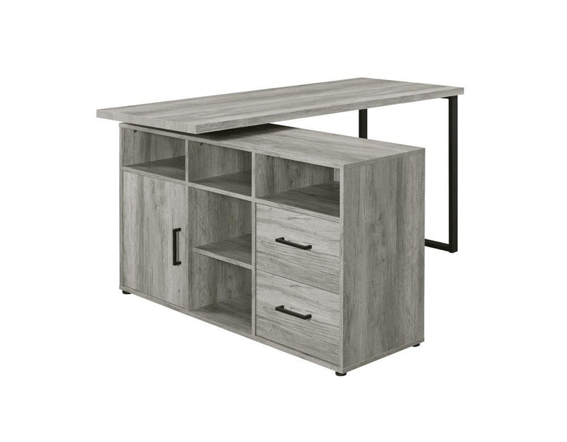 Hertford L-shape Office Desk with Storage Grey Driftwood - Furniture Now (CA)