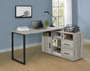 Hertford L-shape Office Desk with Storage Grey Driftwood - Furniture Now (CA)