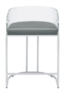Thermosolis Acrylic Back Counter Height Stools Grey and Chrome (Set of 2) - Furniture Now (CA)