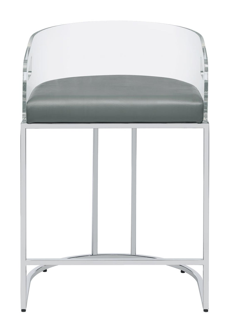 Thermosolis Acrylic Back Counter Height Stools Grey and Chrome (Set of 2) - Furniture Now (CA)