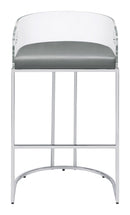 Thermosolis Acrylic Back Bar Stools Grey and Chrome (Set of 2) - Furniture Now (CA)
