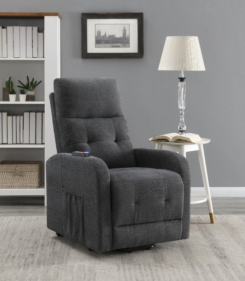Howie Tufted Upholstered Power Lift Recliner Charcoal - Furniture Now (CA)