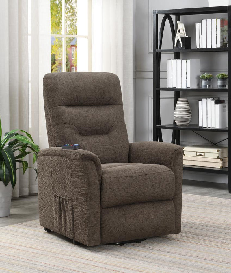 Henrietta Power Lift Recliner with Storage Pocket Brown - Furniture Now (CA)