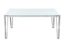 Pauline Rectangular Dining Table with Metal Leg White and Chrome - Furniture Now (CA)