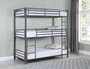 Maynard Metal Triple Twin Bunk Bed Gunmetal - Furniture Now (CA)