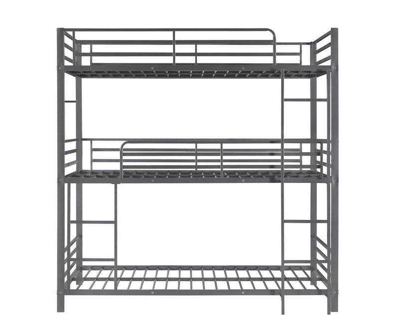 Maynard Metal Triple Twin Bunk Bed Gunmetal - Furniture Now (CA)