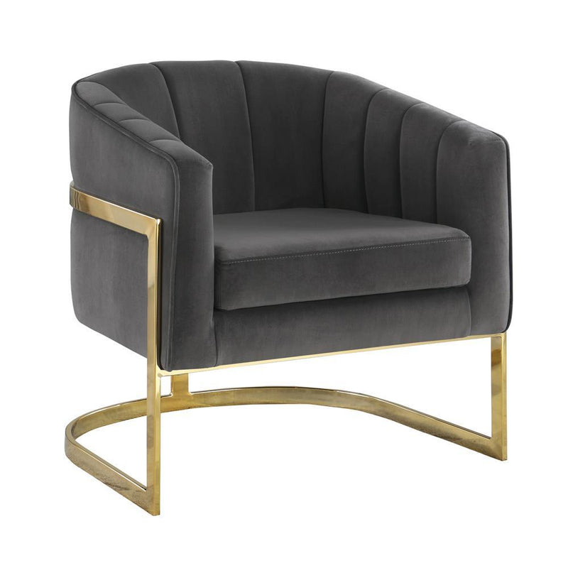 Joey Tufted Barrel Accent Chair Dark Grey and Gold - Furniture Now (CA)